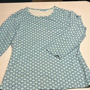 J. McLaughlin Aqua Teal horsebit pattern blouse